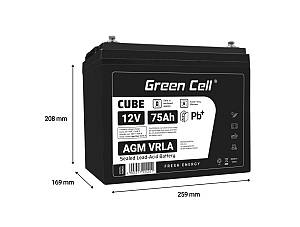 Μπαταρία Green Cell CUBE AGM IP54 12V 75Ah VRLA Gel